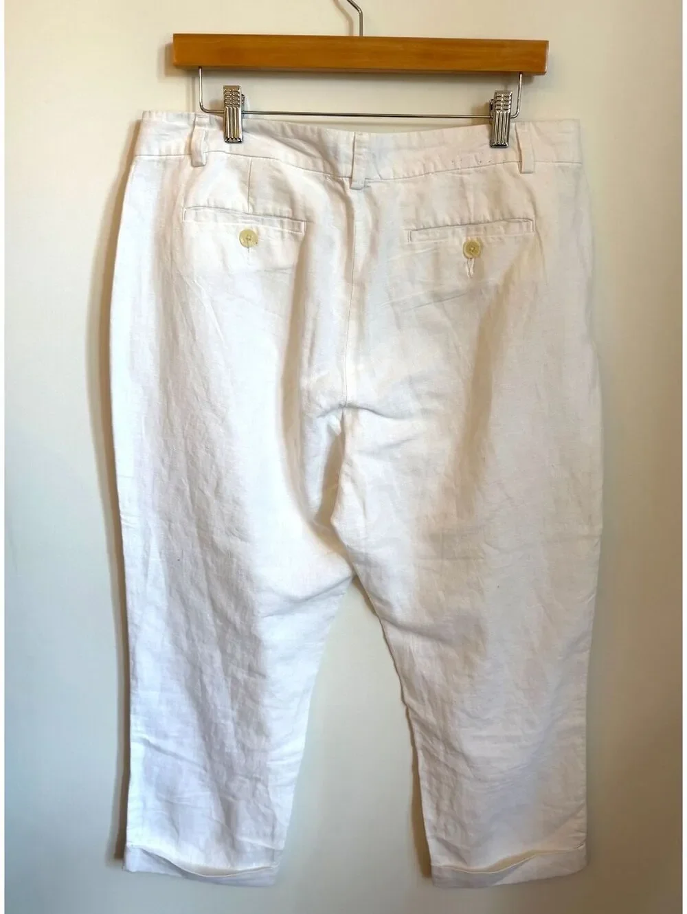 Banana Republic White Cotton Linen Blend Capri Pants Size 12